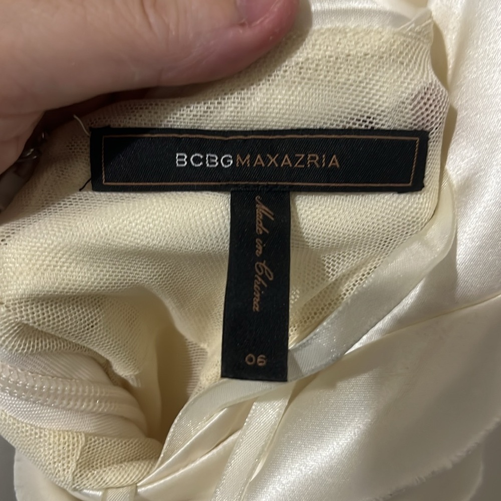 BCBGMaxazria Haute Cream Halter Top Layered Maxi Dress a316 - Picture 5 of 8